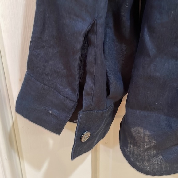 NWT J.Jill || Love Linen Deep Blue Linen Button Down; Size XL Tall - Picture 7 of 11